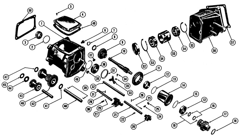 1961-63 Tempest Manual Transmission Exploded View