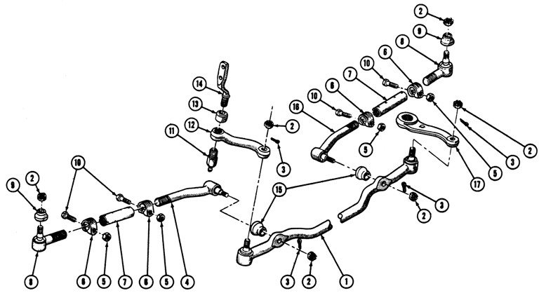 1967-70 Firebird Steering Control Linkage Exploded View