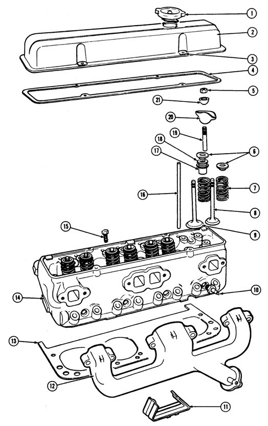 X 307 V8 Head Exploded View