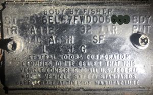 1975 Cadillac Body Data Plate