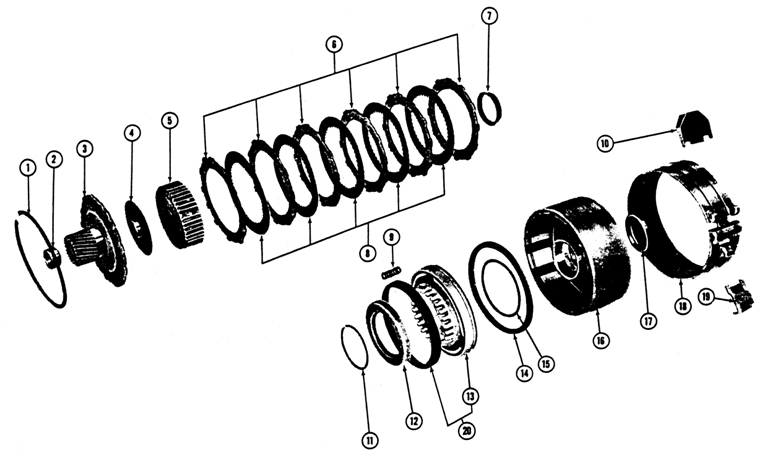 1967-68 Firebird 6 cyl. Automatic Transmission Exploded View