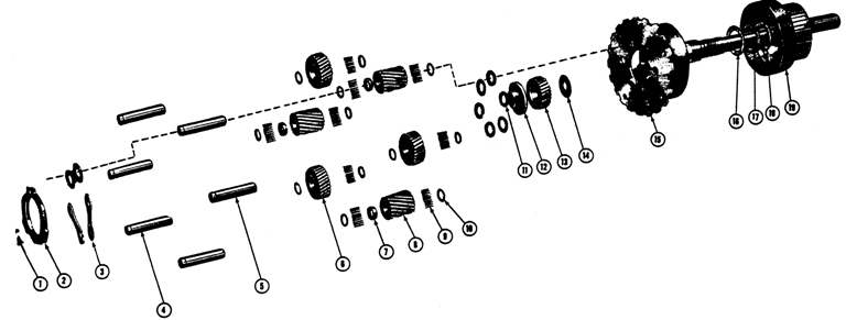 1967-68 Firebird 6 cyl. OUTPUT SHAFT Exploded View