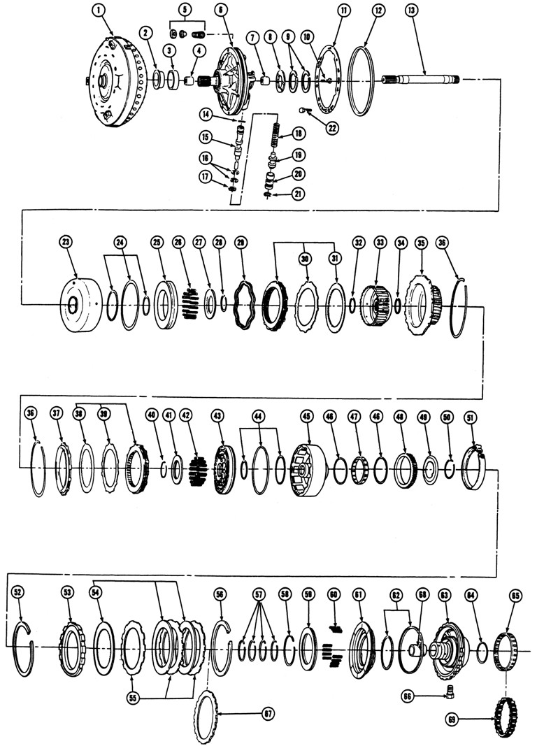 1965-72 Pontiac Turbo-Hydramatic Transmission (M-40) Exploded View