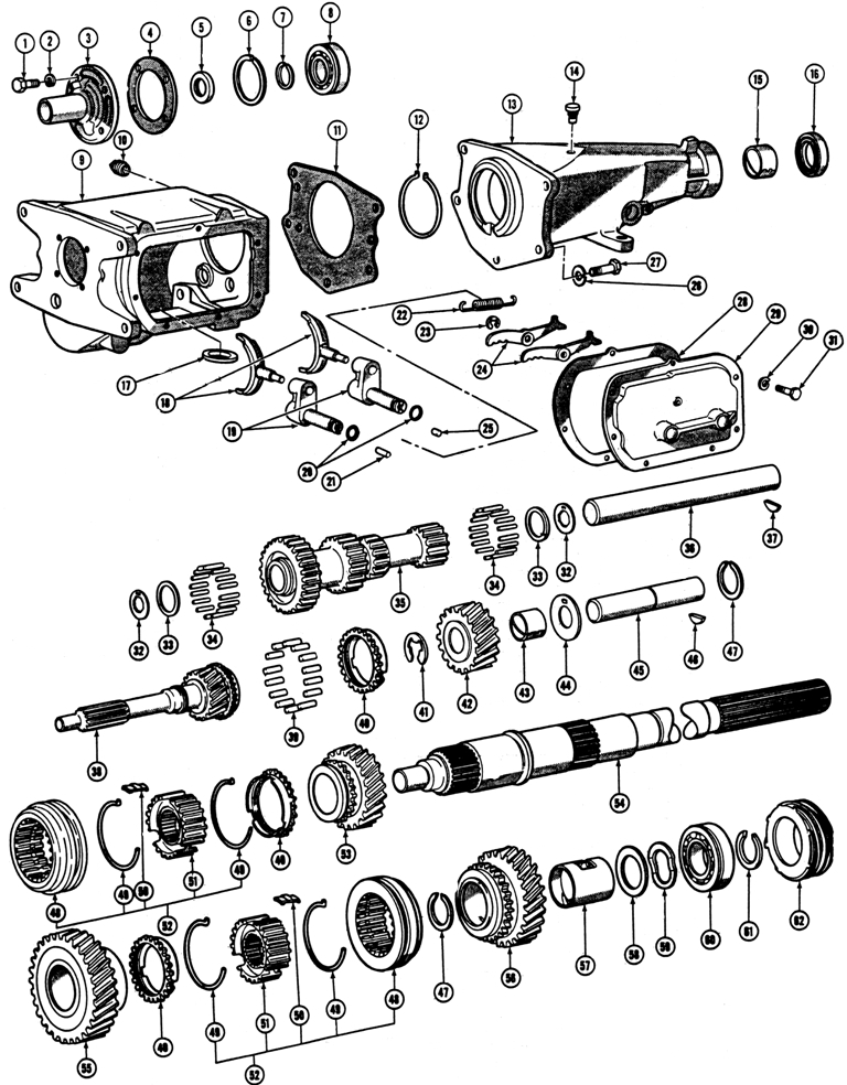 1966-72 Pontiac Manual Transmission Exploded View