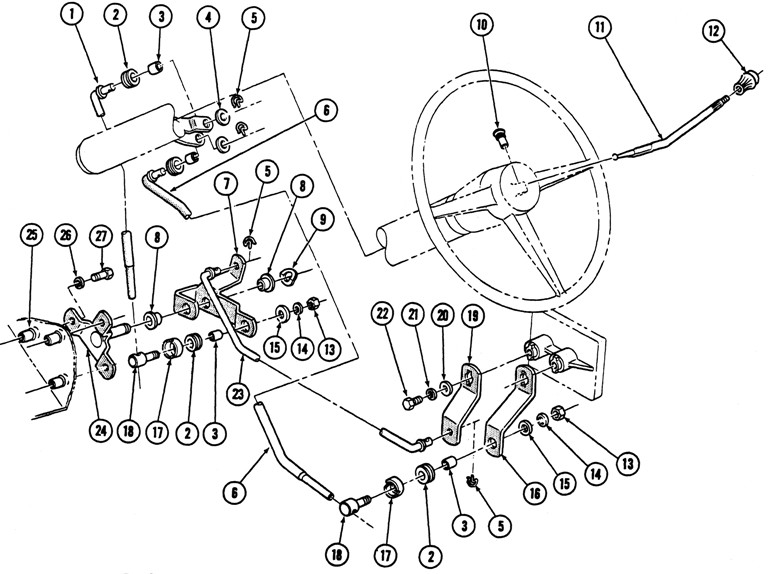 1967-69 Firebird 3 spd. Column Shift Exploded View