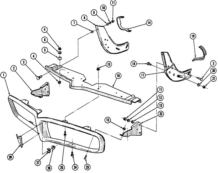 1967-68 Firebird Front Bumper Exploded View