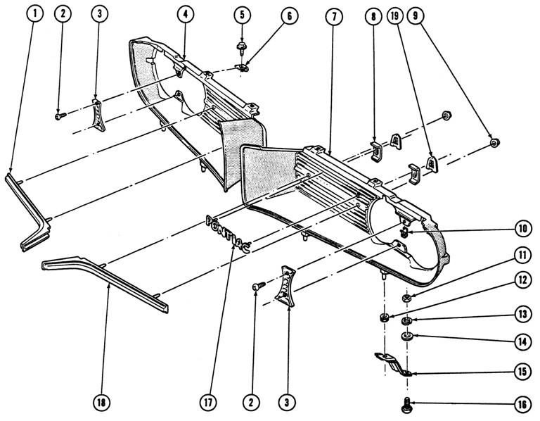 1967-68 Firebird Grilles Exploded View