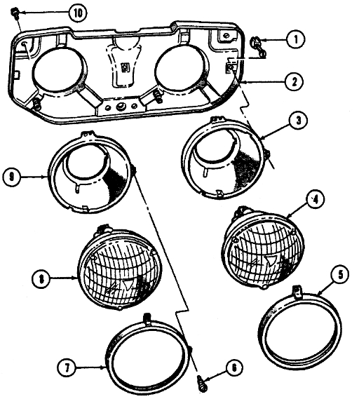 1967-68 Firebird Headlights Exploded View