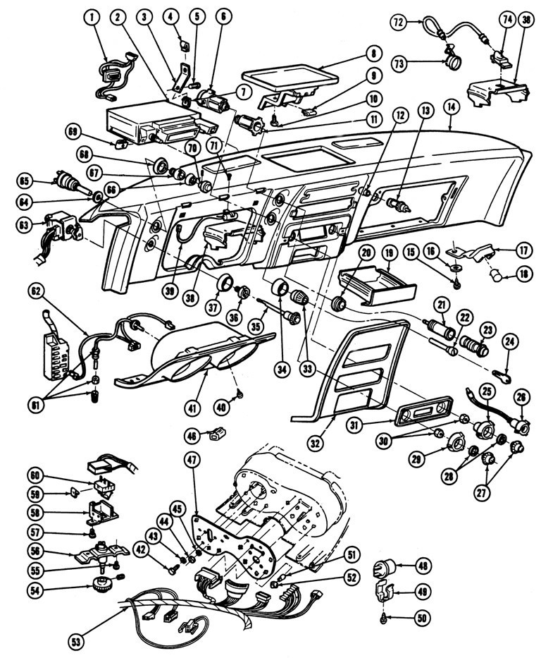 1967-68 Firebird Instrument Panel Exploded View