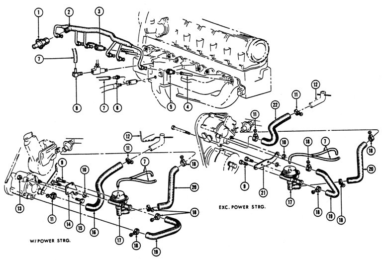 1967 Firebird 6 Cyl. Air Injection System Exploded View