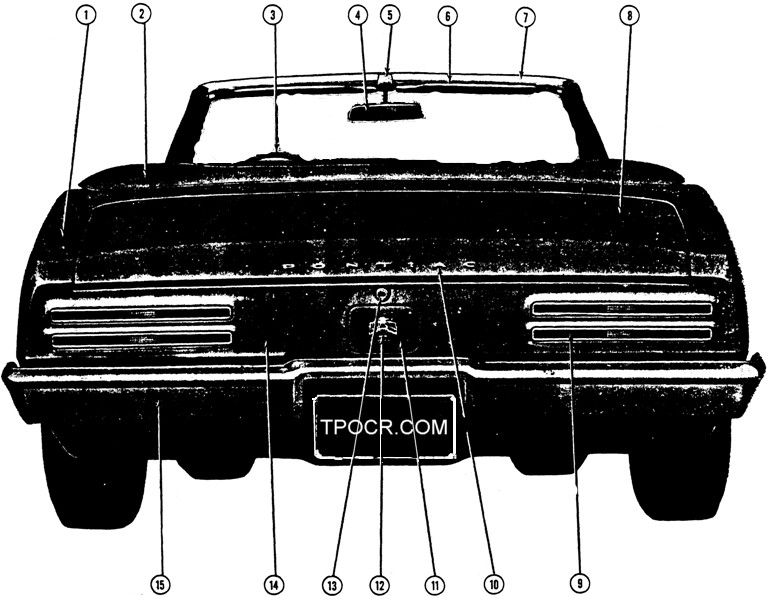 1967 Firebird Exterior Convertible Rear View Exploded View