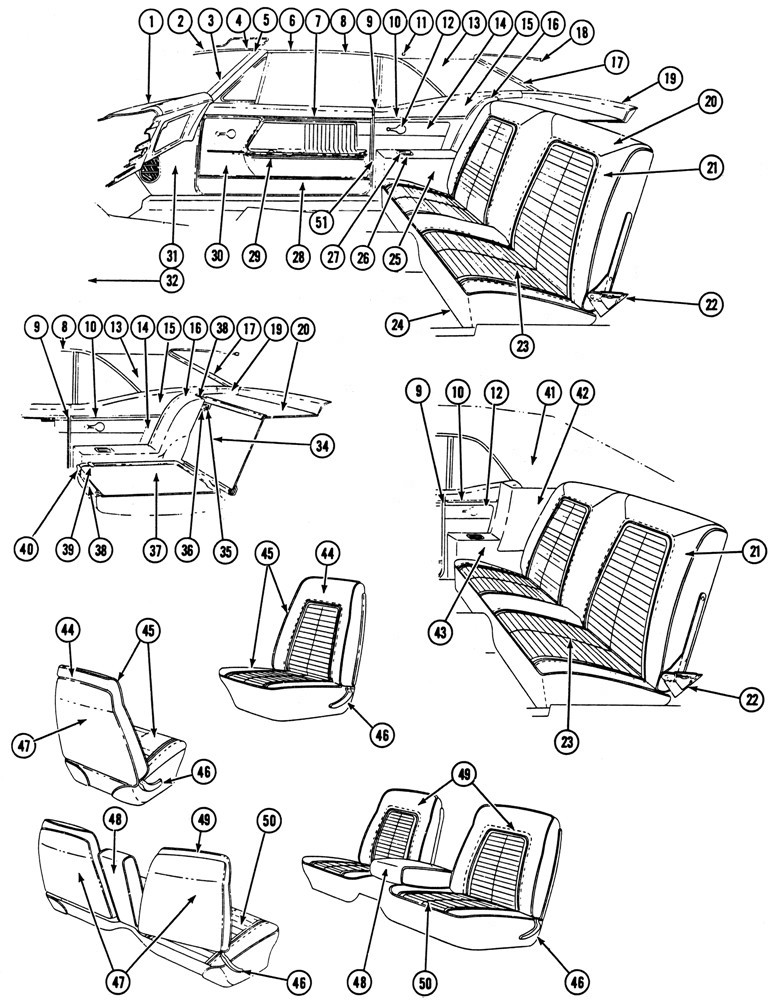 1967 Firebird Custom Interior Exploded View