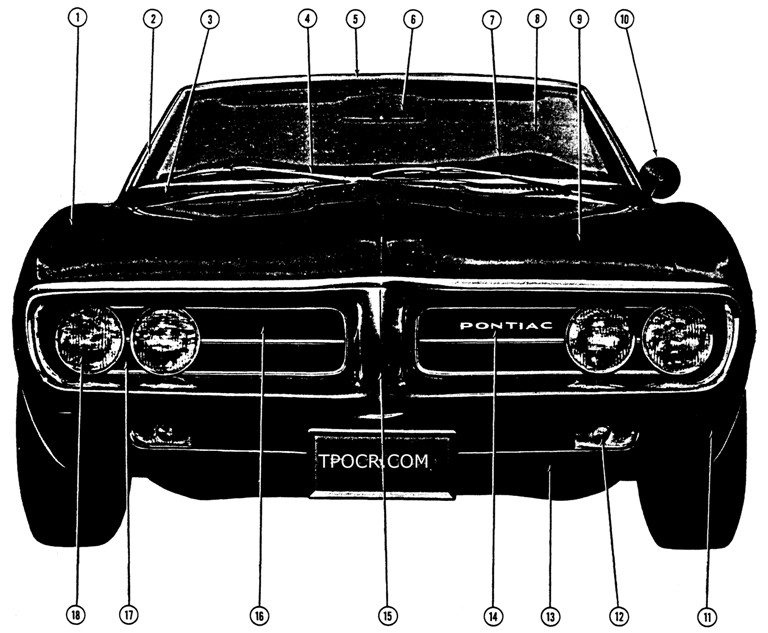 1967 Firebird Front Exterior View Exploded View