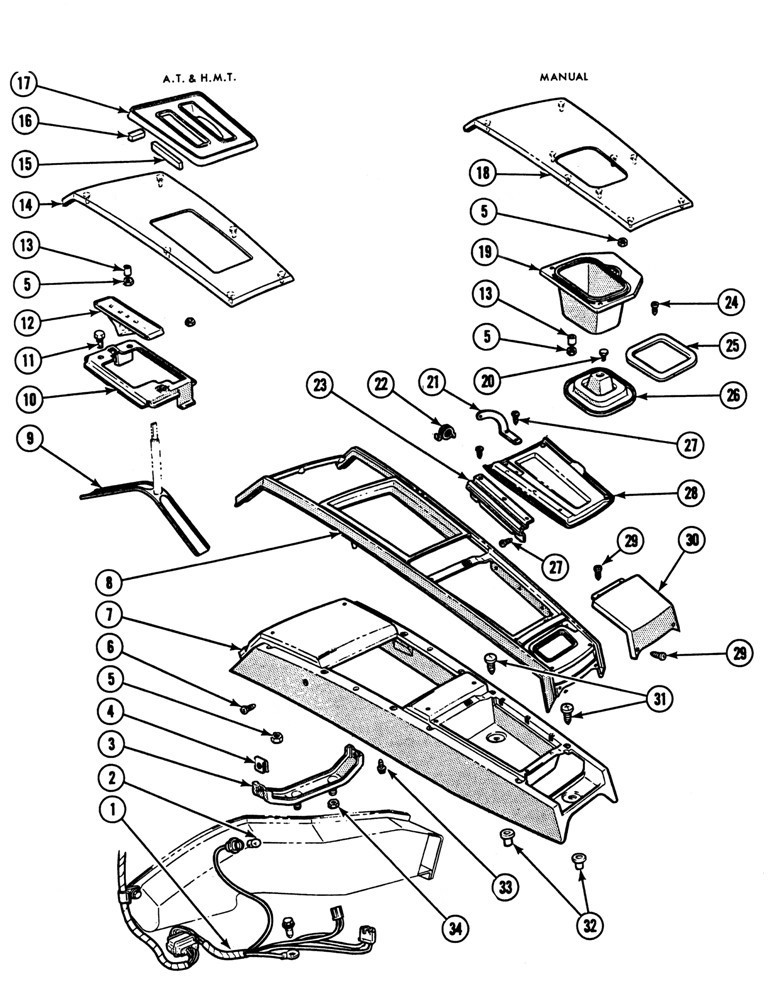 1968-69 Firebird Console Exploded View