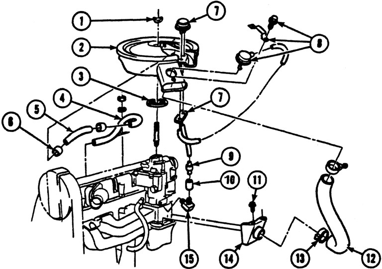 1968-69 Firebird Air Cleaner 6 Cyl. 1 Bar. Exploded View