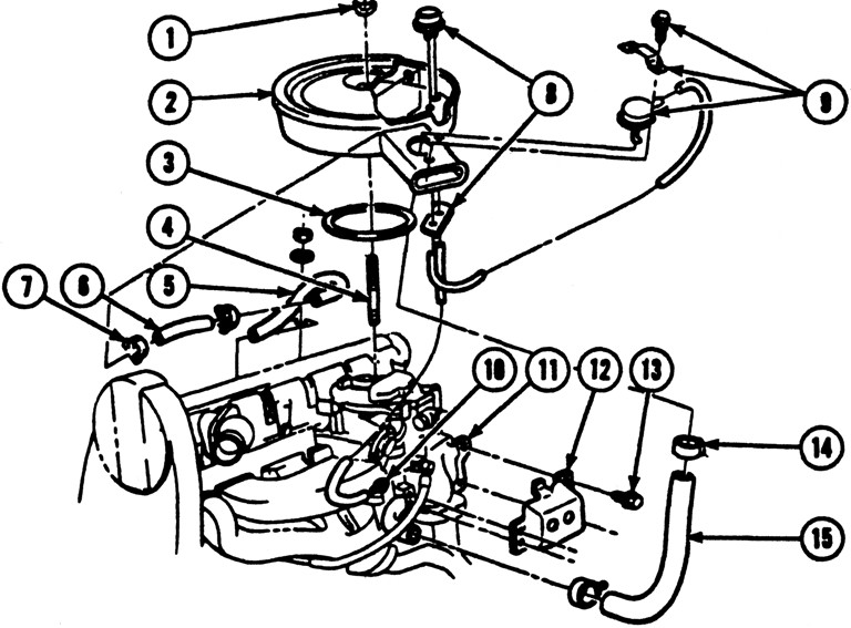 1968-69 Firebird Air Cleaner 6 Cyl. 4 Bar. Exploded View