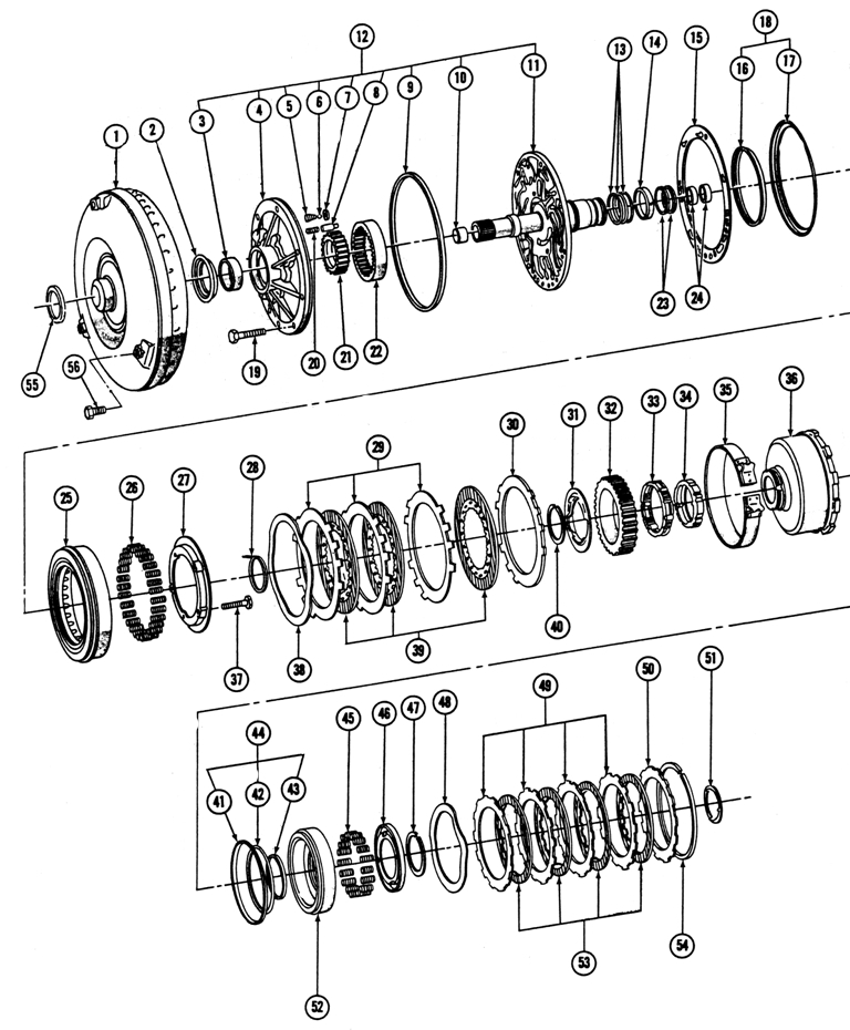 1969-72 Pontiac Turbo-Hydramatic Transmission (M-38) Exploded View