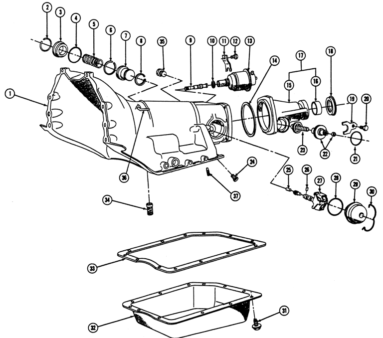 1969-72 Pontiac Turbo-Hydramatic Transmission (M-38) Exploded View