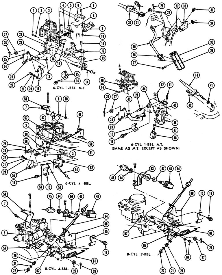 1969 Firebird Accelerator Linkage Exploded View