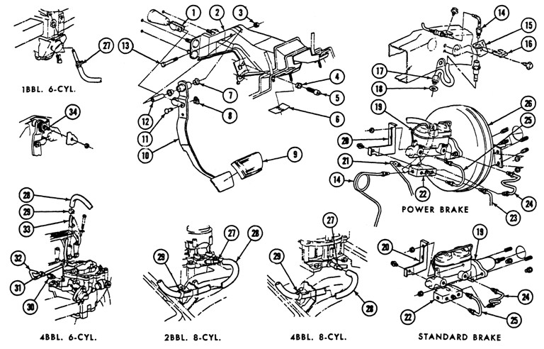 1969 Firebird Brake System Exploded View