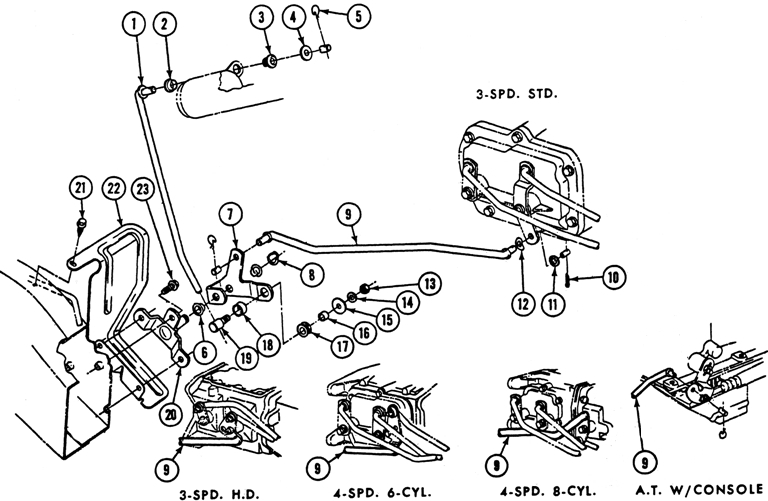 1969 Firebird Steering Column Lock Controls Exploded View