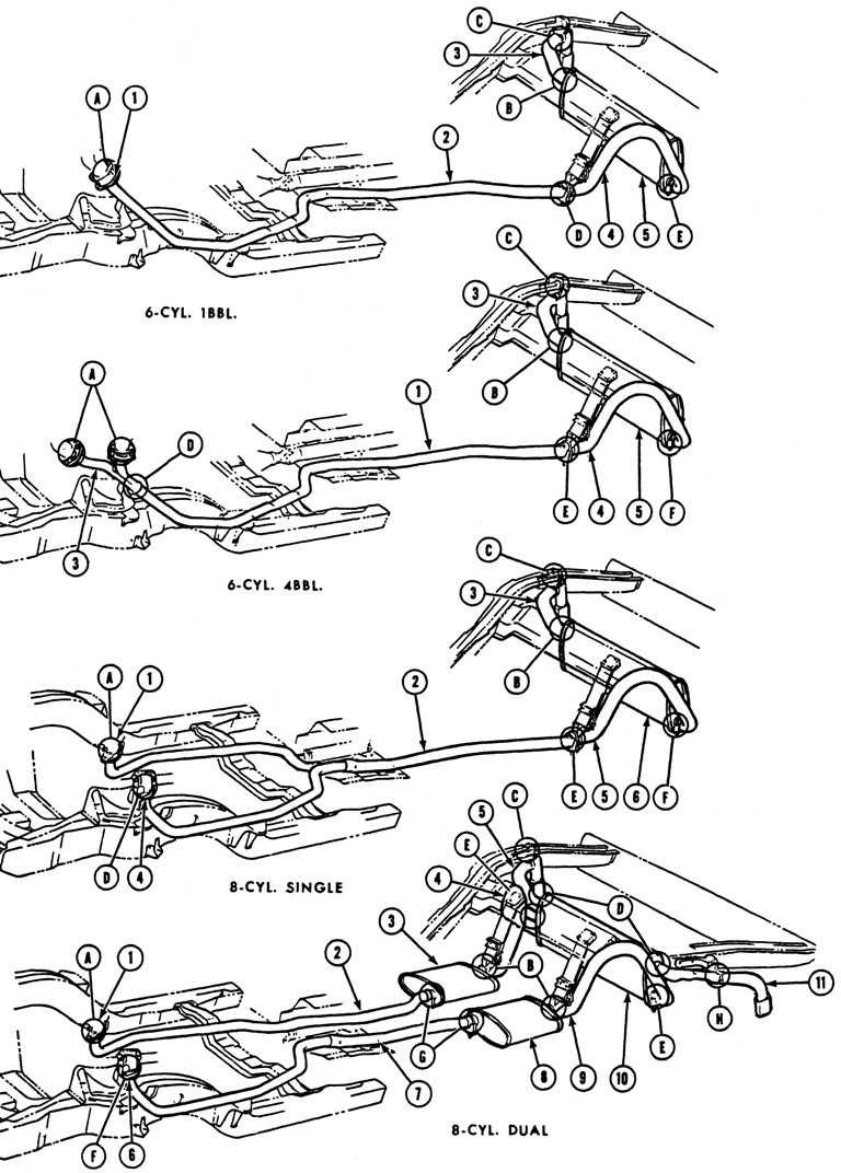 1969 Firebird Exhaust Exploded View