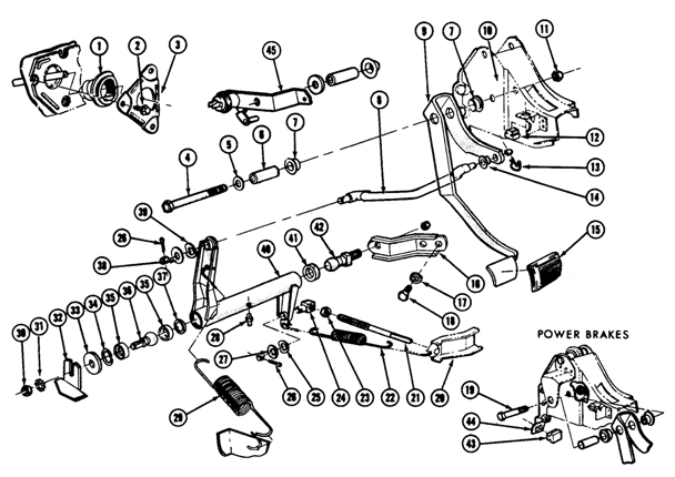 1967-70  Pontiac Clutch Linkage Exploded View