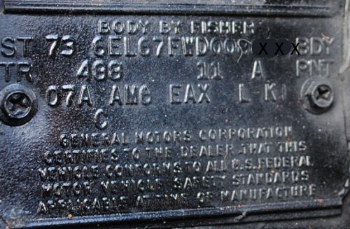 1973 Cadillac Body Plate