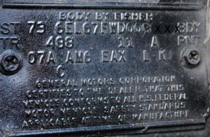 1973 Cadilliac body plate