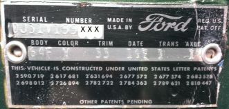 1960 Ford body data plate