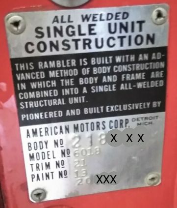1960 Rabmler Body Data Plate