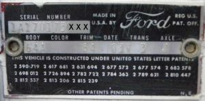 61 ford body plate