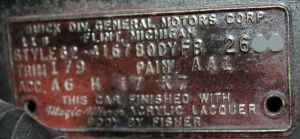 1962 Buick Body Data Plate