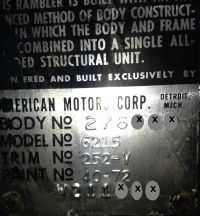 62 Rambler body plate