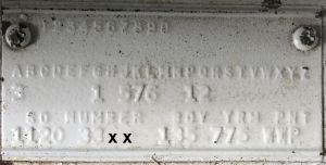 1963 Plymouth Body Data plate