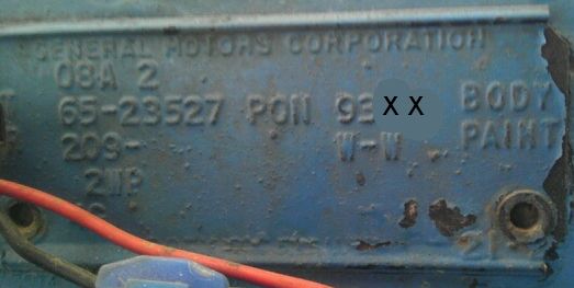 1965 Tempest body plate
