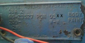 1965 Tempest body plate