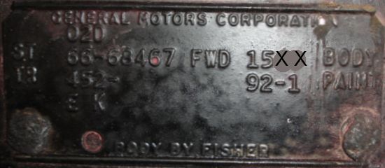 1966 Cadillac Body Plate