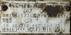 1966 Chrysler Body Data Plate