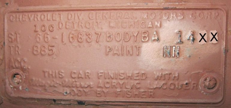 1966 chevy body data plate
