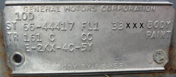 1966 Buick Body Plate