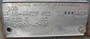 1966 Buick Body Data Plate