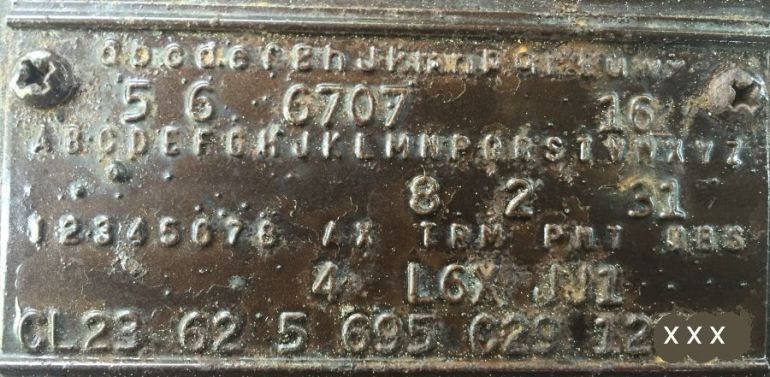 1967 Chyrsler Body Data Plate