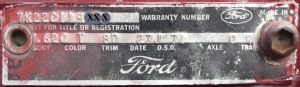1967 ford Body Data Plate