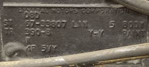 1967 Oldsmobile Body Data Plate