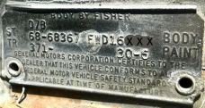 1968 Cadilliac body plate