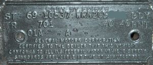 69 Covair body plate