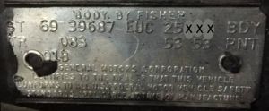 1969 Oldsmobile Body Data Plate