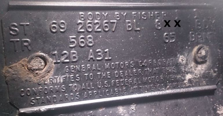 1969 Pontiac Body Data Plate