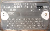 1970 chevy body data plate